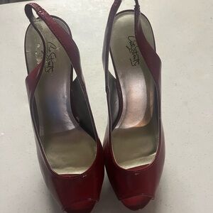 City Streets Red Slingback Heels